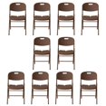 thumbnail image 2 of Set 10 Sillas Plegables Reforzadas 120kg Acero Polietileno Comedor Hogar Eventos Color Café Ratán., 2 of 5