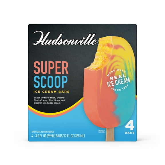 Hudsonville Super Scoop Ice Cream Bars, 12 fl oz, 4 Count