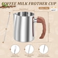 thumbnail image 2 of FUYGRCJ 20oz/600ml Milk Frothing Pitcher, 304 Stainless Steel Barista Espresso Steaming Pitcher with Ergonomic Handle and Measurement Scale for Latte Art with Coffee Art Pen, 2 of 12