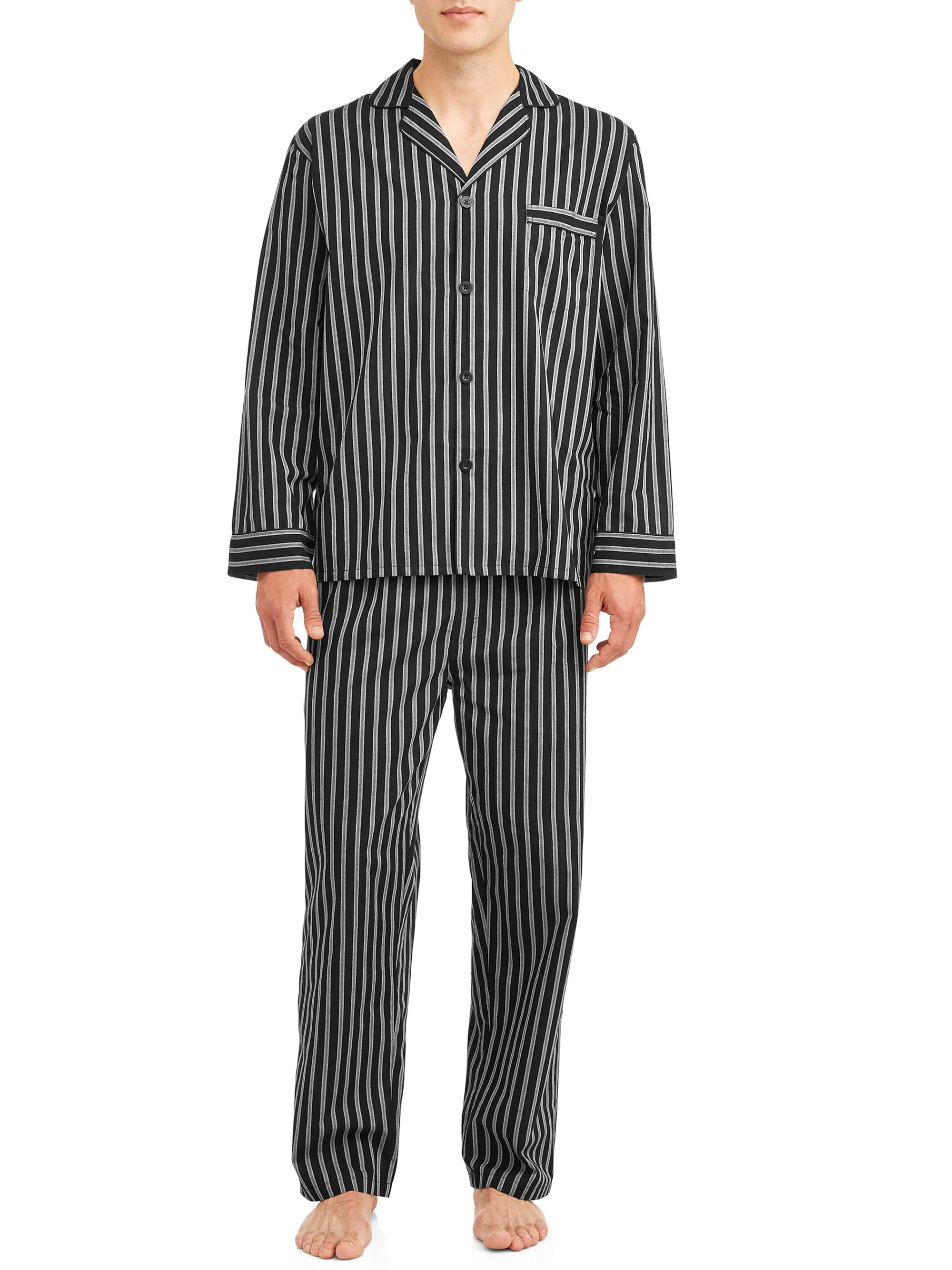 Hanes Hanes Men S Long Sleeve Long Pant Woven Pajama Set