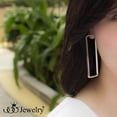 thumbnail image 7 of 555Jewelry Stainless Steel Large Drop Rectangle Dangle Hoop Statement Earrings for Women, Silver, 7 of 7