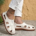 thumbnail image 4 of KIJBLAE Men's Summer Leather Shoes Breathable Beach Sandals Soft Sole Slip-On Loafers Lightweight Outdoor Fisherman Sandals White 42, 4 of 8