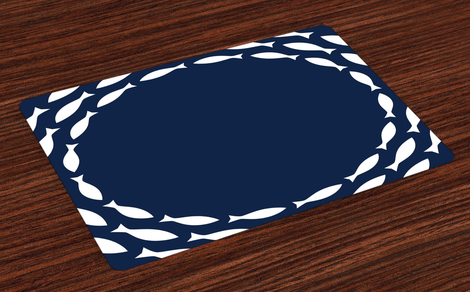 Navy Blue Placemats Set of 4 Ocean Aqua Navy Themed School of Cute Fish