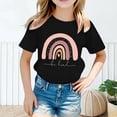 thumbnail image 2 of Chemises Filles Enfants Mode Imprimé Col Rond Manches Courtes Tee Été Mignon Décontracté Hauts Filles Noir 2 Ans-4 Ans, 2 of 4