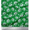thumbnail image 1 of Soimoi Green Moss Georgette Fabric Leaves & Jasmine Floral Printed Fabric 1 Yard 42 Inch Wide, 1 of 3