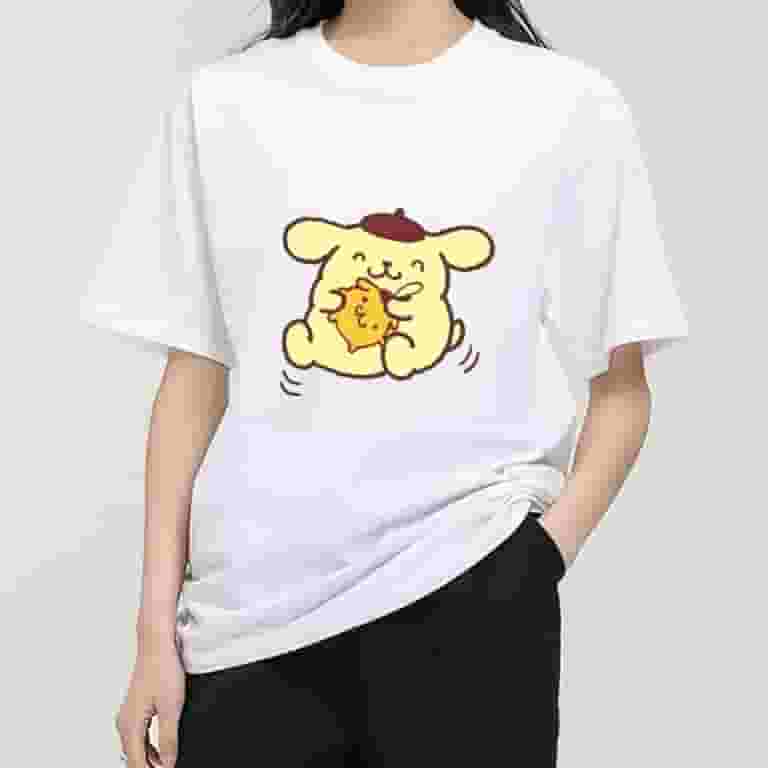 ★WAIKEI★ Pompompurin big graphic short sleeve t-shirt mela MINISO Sanrio Pompompurin T Shirt Women Couple Combination