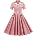 thumbnail image 1 of LOVZFMLL Woman Fashion Solid Contrast Suit Collar Cardigan Stretch Lace Up Midi Dress Pink XL, 1 of 9