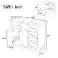 thumbnail image 5 of 36 inch White Bathroom Vanity Base Only, No Sink Included, Cabinet with 3 Drawers & 2 Doors, Freestanding Storage with Solid Wood Frame, 5 of 8