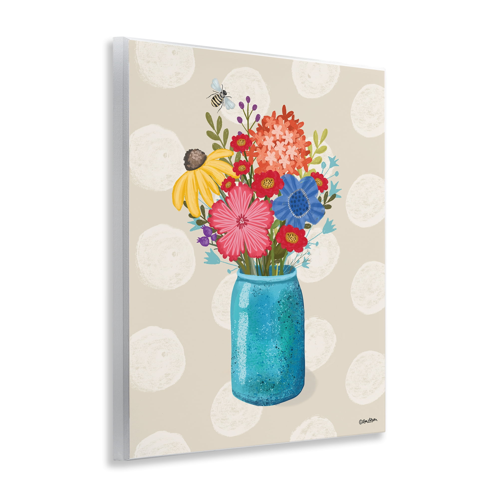 Stupell Industries Polka Dot Flower Vase Plants & Flowers Painting Unframed Art Print Wall Art, 11 x 14