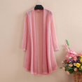 thumbnail image 4 of VISALY Women Open Front Cardigan 3/4 Sleeve Lightweight Mid Length Loose Fit Casual Shawl Cover Up Coat Solid Layering Outerwear Lightweight Open Front Cardigan Travel Beach Outfits Pink Xxl, 4 of 8