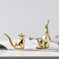 thumbnail image 3 of Figuritas pequeñas de animales de cerámica galvanizadas de oro, Cisne, Alpaca, perro, gato, conejo, zorro, ciervo, decoración de escritorio del hogar de porcelana, 3 of 4