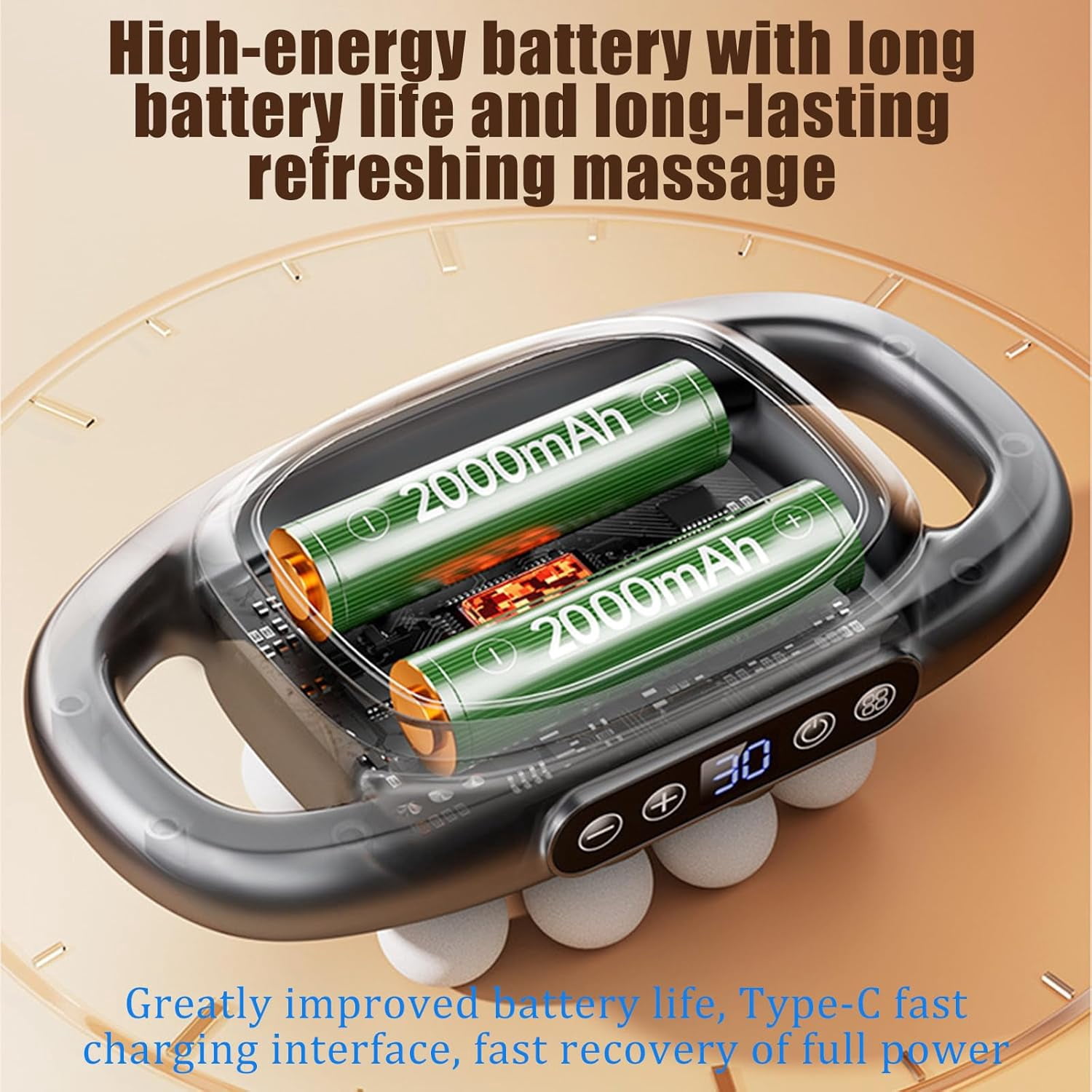 Pameza Massager, 16/8 Head Massage Gun Deep Tissue, 30 Gears, 3 Modes, 48kg Striking Force, Suitable for Deep Tissue Any Part of The Body (Black-16 Head)