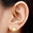 thumbnail image 6 of Rosec Jewels South Sea Pearl Stud Earrings with Diamond for Women (8 mm, AAA Quality), 18K Yellow Gold, 6 of 8