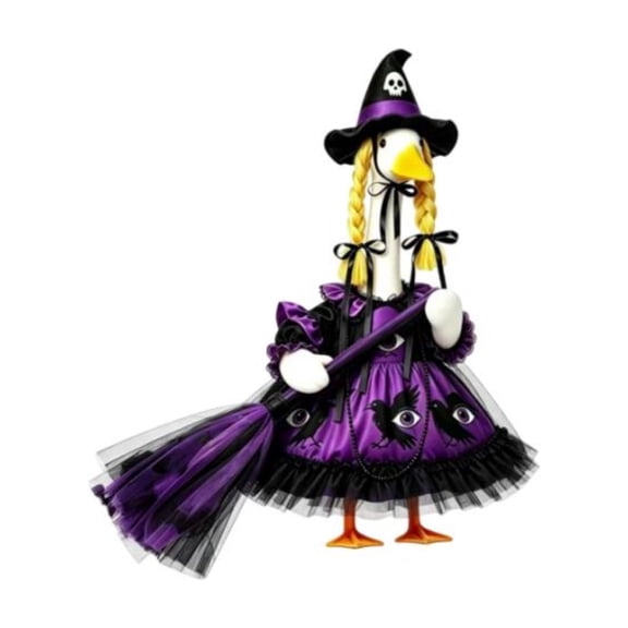 Feledorashia Porch Goose Outfit, Seasonal Goose Costume, Witch Themed Clothing Set for Porch Garden Office Desk and Seasonal Statue, Coordinated Pieces Fabric Construction and Easy Dressing Design