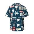 thumbnail image 2 of Xecao offers the Dental for Men's Casual Short-sleeved Shirt, a button-up collared shirt with a pocket, perfect for beach vacations and yacht travel in the X-Large size., 2 of 7