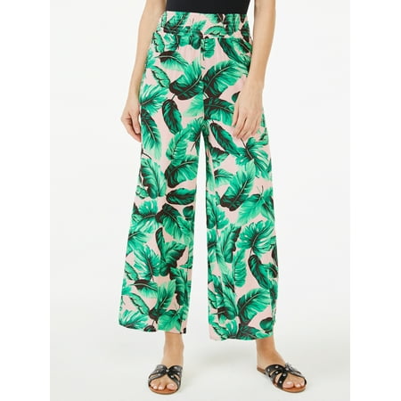 Scoop Women's Printed Wide Leg Ankle Pants