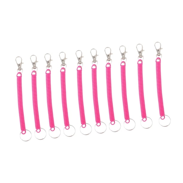 10 llaveros retráctiles en espiral con resorte para cartera, llaves y teléfono móvil. Rosa