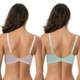 thumbnail image 2 of Curve Muse Women's Plus Size Minimizer Wirefree Unlined Bra With Lace Trim-2Pack-LT PINK,LT GREEN-48DDD, 2 of 7
