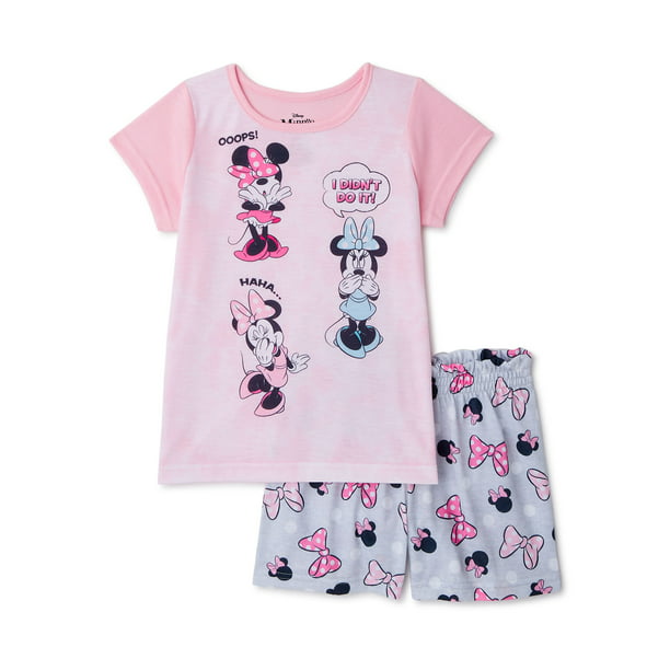 Disney Minnie Mouse Girls Short Sleeve Top & Shorts Pajamas, 2 Pc Set ...