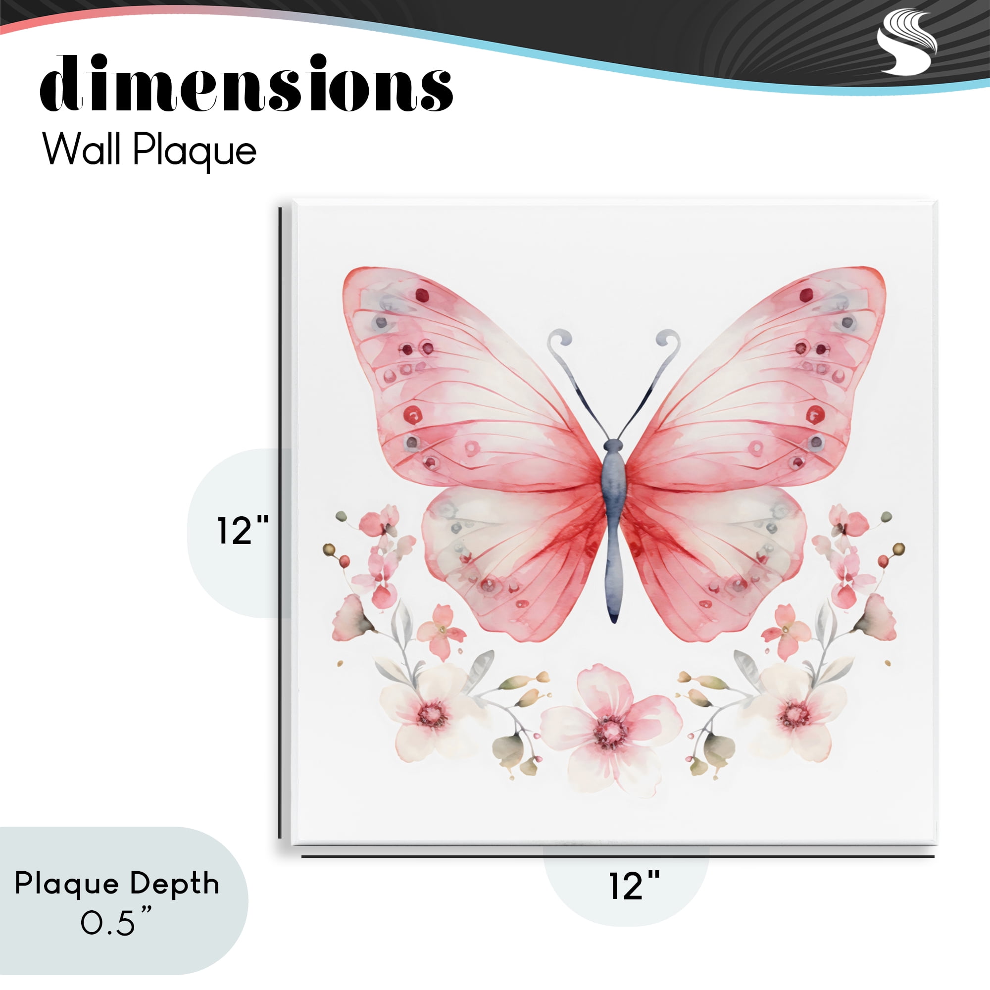 Stupell Industries Pink Symmetrical Butterfly Florals Wall Plaque Art, design by Creative Studio