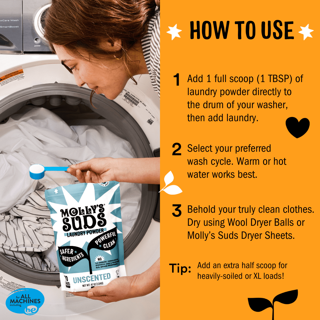 Molly's Suds Original Laundry Detergent Powder | Gentle for Sensitive Skin | Earth-Derived Ingredients, Stain Fighting | 120 Loads (Citrus Grove)