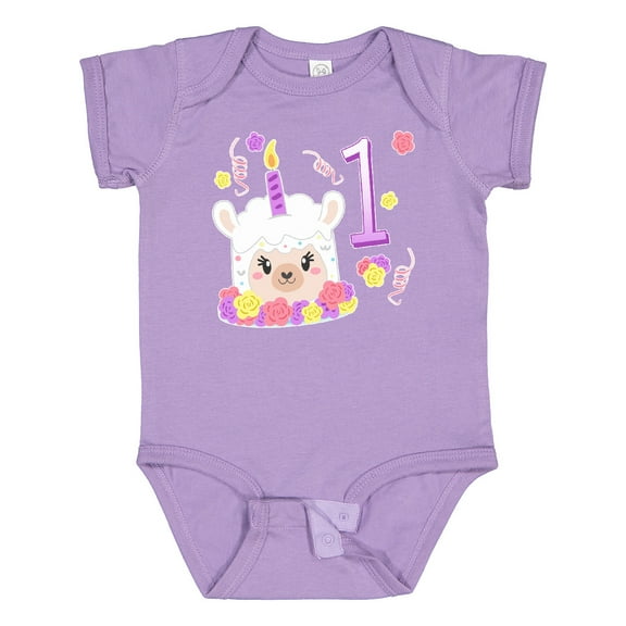 Inktastic First Birthday Cute Llama Cake Boys or Girls Baby Bodysuit
