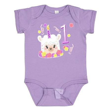 

Inktastic First Birthday- Cute Llama Cake Gift Baby Boy or Baby Girl Bodysuit