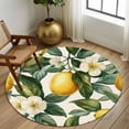 thumbnail image 3 of Watercolor Lemon Round Rug 5ft Washable Circle Kitchen Rugs Non Slip Green Yellow Fruit Country Flower Large Area Rug Indoor Floor Carpet for Bedroom Living Room Home Office Dining Room Nursery, 3 of 8