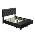 thumbnail image 3 of Boyd Sleep Verona Faux Leather Upholstered Tufted Platform Storage Bed Frame, Queen, Black, 3 of 11