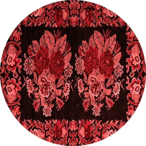 Ahgly Company Indoor Round Medallion Red French Area Rugs, 5' Round