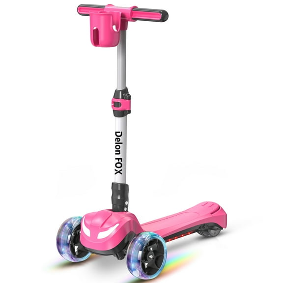 Electric Scooter for Kids Ages 3-8,3 Wheel Electric Toddler Scooters with Flash Wheels, LCD Screen, Thumb Throttle, 3 Adjustable Heights, 5MPH Speed, Foldable Kids Electric Scooter for Boys Girls
