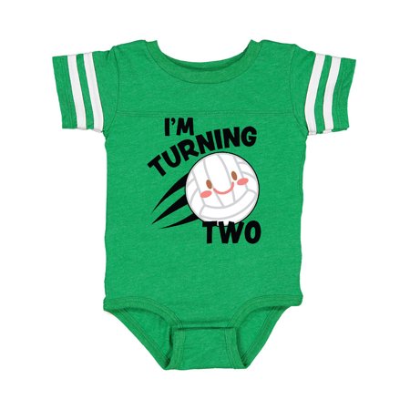 

Inktastic I m Turning Two with Volleyball Gift Baby Boy or Baby Girl Bodysuit