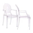 thumbnail image 2 of Hawthorne Collections 18.5" Modern Plastic Dining Arm Chair in Clear (Set of 2), 2 of 6