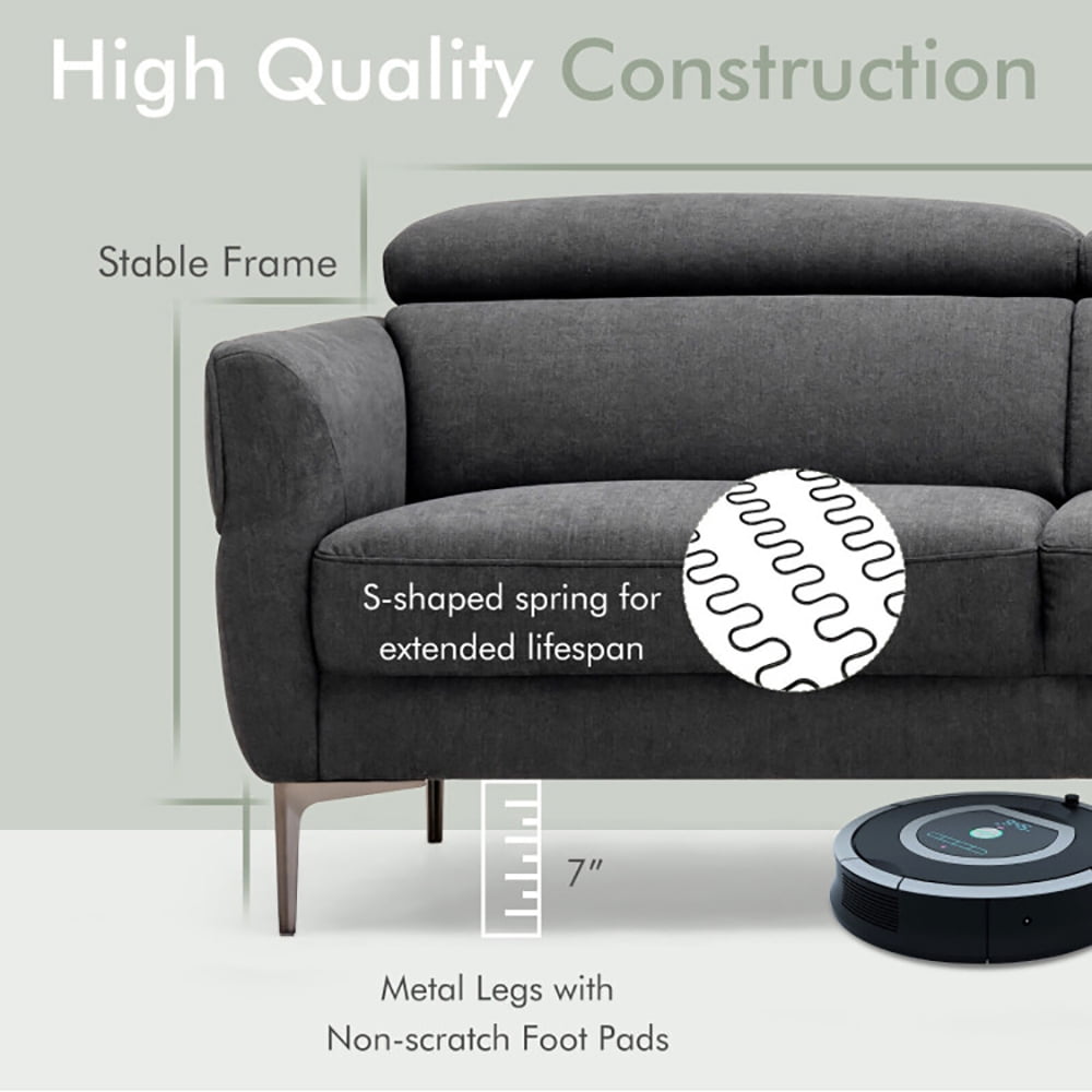 Finihen Loveseat Sofa, Modern Loveseat Sofa Couch, 72.5 Inch Modern Fabric Loveseat Sofa Couch with Adjustable Headrest, for Living Room, Bedroom, Gray Finihen Loveseat Sofa, Modern Loveseat Sofa Couch, 72.5 Inch Modern Fabric Loveseat Sofa Couch with Adjustable Headrest, for Living Room, Bedroom, Gray