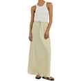thumbnail image 1 of Coduop Women Satin Long Skirt Solid Color Summer Casual Drawstring Elastic Pencil Skirts, 1 of 4