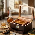 thumbnail image 4 of GLENCREAG MMT-3041 Cigar Humidor Box for 25 to 55 Counts, Glass Top with Spanish Cedar Lining & Divider, Gift for Cigar Lover, 4 of 6