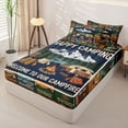 thumbnail image 2 of catabedysis Country Style Camping Zipper Twin Comforter Sets with Fitted Sheet and 2 Pillowcases,Happy Camping Print Zipper Bedding Set For Boys,Multicolor,Black Reversible,4 Pieces, 2 of 7
