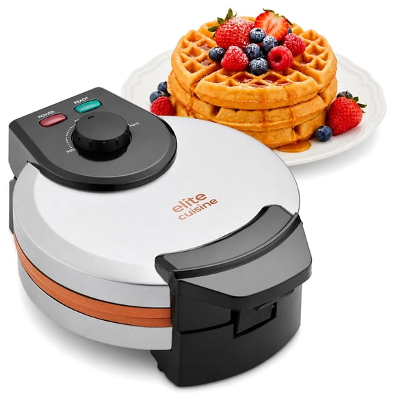 Elite Cuisine EWML0062 Belgian Waffle Maker With CeramiCrisp Ceramic Nonstick Plates