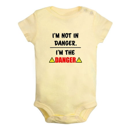 

I m Not In Danger I m The Danger Funny Rompers For Babies Newborn Baby Unisex Bodysuits Infant Jumpsuits Toddler 0-12 Months Kids One-Piece Oufits (Yellow 18-24 Months)