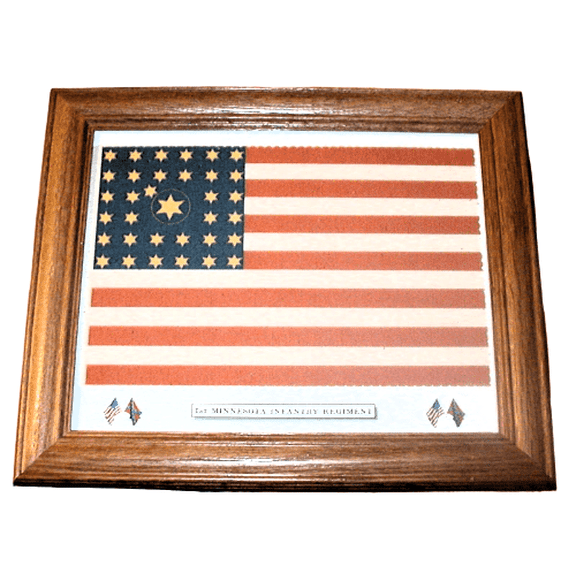 Framed, American Civil War 34 star Flag. 1st Minnesota Infantry. Patriotic Wall Decor, Wall Art.