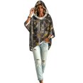 thumbnail image 5 of Womens Lightweight 3/4 Sleeve Leaf Print Hoodie Casual Fashion Top Ideal For Outdoor Leisure And Daily Occasions, 5 of 7
