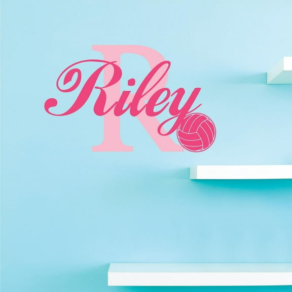 Personalized Name Vinyl Decal Sticker Custom Initial Wall Art Volleyball Girls Sports Decor 16 Inches X 20 Inches