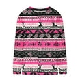 thumbnail image 4 of Brnmxoke Woman Ugly Sweater Christmas Open Front Xmas Plus Size Button Down Knitted Cardigans Crochet Fall Winter Print Long Sleeve Coat Hot Pink,L, 4 of 5