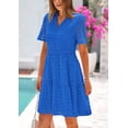 thumbnail image 4 of Vestido PRETTYGARDEN para mujer, manga corta, cuello en V, azul, talla L, 4 of 9