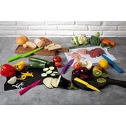 Kuhn Rikon COLORI+ Non-Stick Straight and Serrated Paring Knives with Safety Sheaths, Set of 2, Red and Green