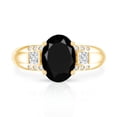 thumbnail image 4 of Lab Grown Black Diamond Solitaire Statement Ring with Diamond - 8X10 mm, 14K Yellow Gold, US 12.50, 4 of 8