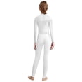 thumbnail image 2 of TSSOE Kids Girls Mock Neck Dance Jumpsuit Sheer Mesh Figure Skating Bodysuit Shiny Rhinestones Full Body Leotard White 16, 2 of 5