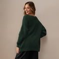 thumbnail image 5 of QUALFORT 100% Cotton Cardigan Sweaters for Women, V Neck Button Down Chunky Knit Cozy Relaxed Fit Sweater Cardigan, Dark Green XXL, 5 of 9