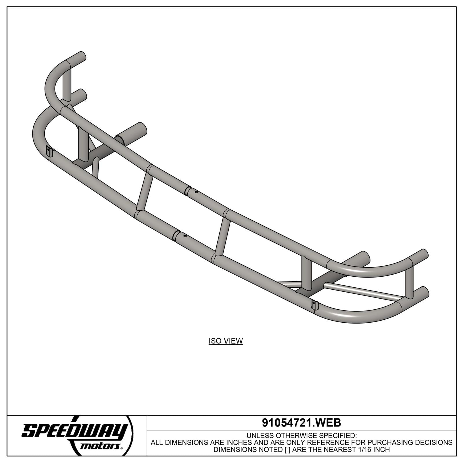 2-Piece Front Bumper for 1981-88 Monte Carlo, Circle Track Racing, High-Impact Steel, 1-1/2" Tube Diameter, Weldable or Bolt-Together Design, All-Steel Construction, Natural Finish