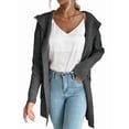 thumbnail image 3 of Women Hooded Open Front Long Sleeve Lapel Rib Knitted Winter Fall Sweater Cardigan Coat with Pocket Dark Gray L, 3 of 9